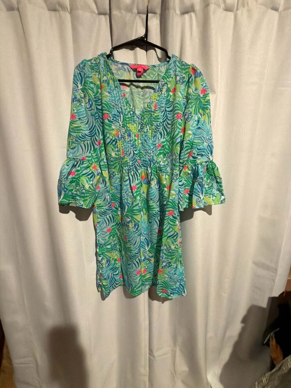 Lilly Pulitzer Hayes Dress Size 4 Green Blue Floral Print Mini Dress